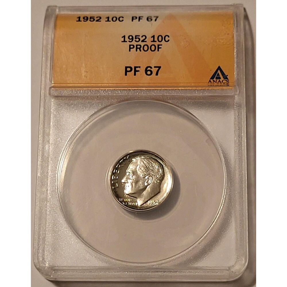 1952 Roosevelt Dime Proof PF67 ANACS Nice Toning